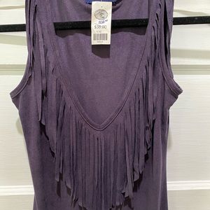 Micro suede with fringe tank.